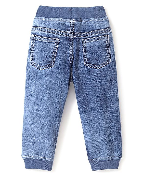 Babyhug Full Length Joggers With Stretch   Washed - Blue