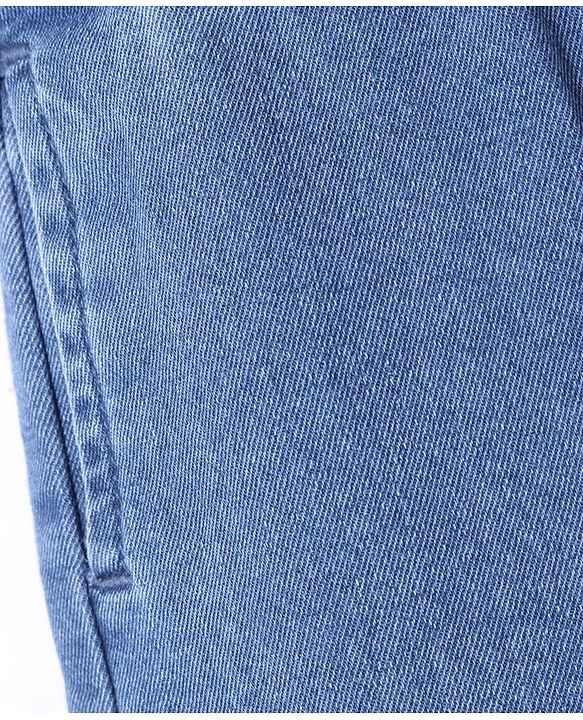 Babyhug Denim Full Length Joggers with Stretch & Text Printed - Blue