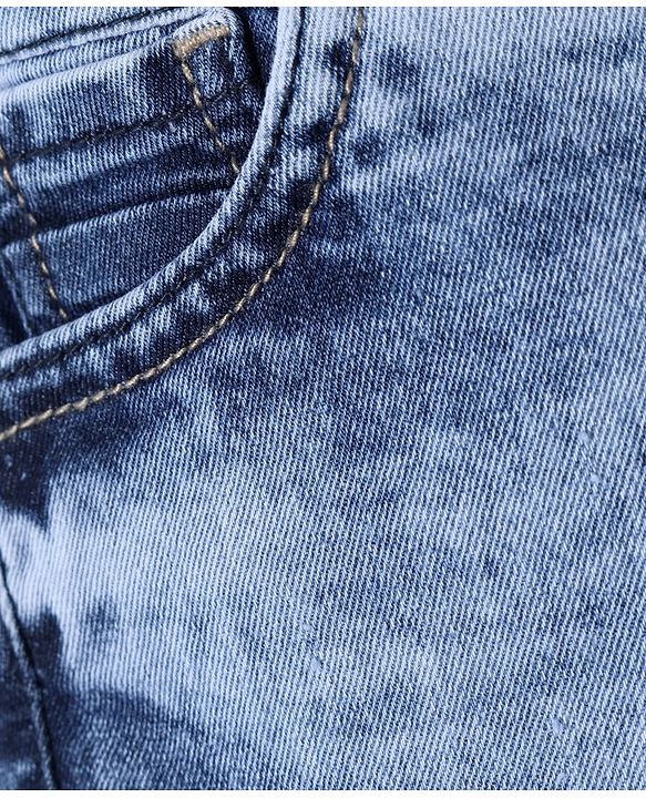 Babyhug Cotton Spandex Knee Length Washed Stretchable Denim Jamaican - Blue
