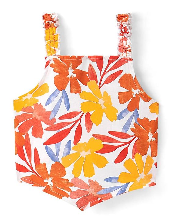 Pine Kids Cotton Knit Sleeveless Top Floral Print - Multicolor