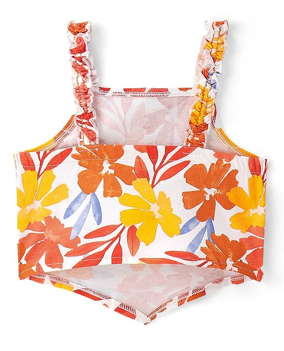 Pine Kids Cotton Knit Sleeveless Top Floral Print - Multicolor