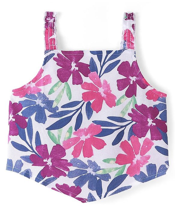 Pine Kids Cotton Knit Sleeveless Top Floral Print - Multicolor