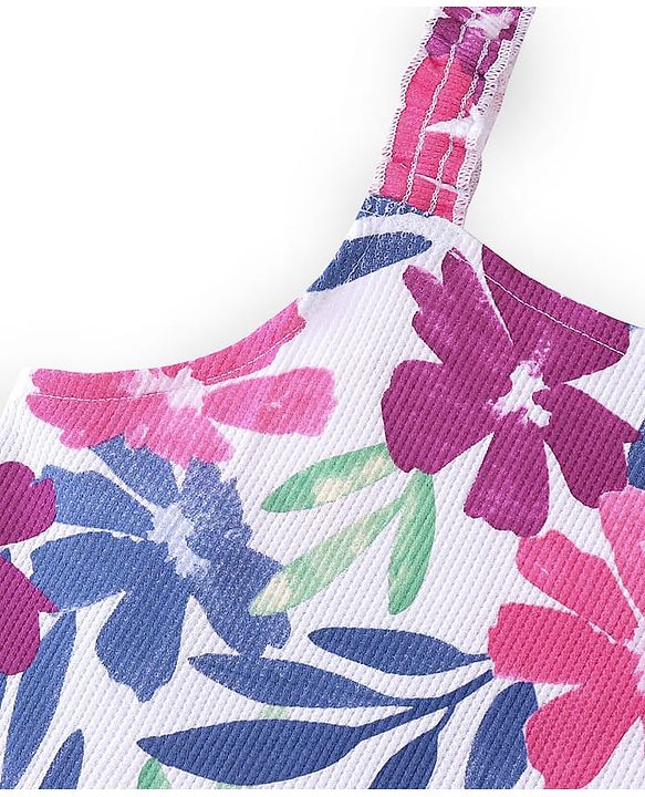 Pine Kids Cotton Knit Sleeveless Top Floral Print - Multicolor