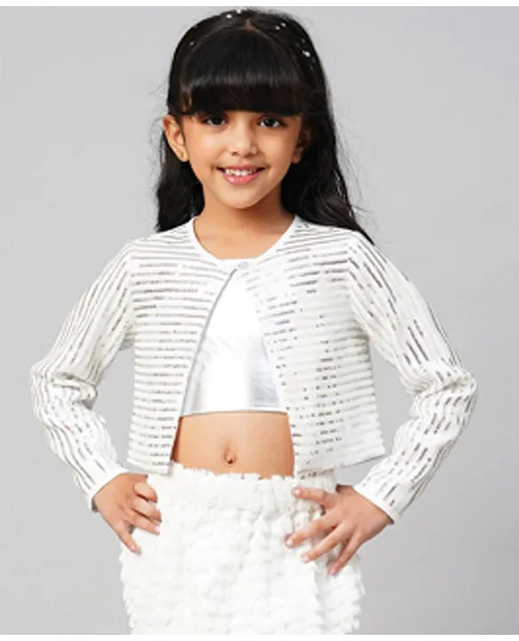 Buy Lil' Drama Full Sleeves Shimmer Sequin Stripe Embellished