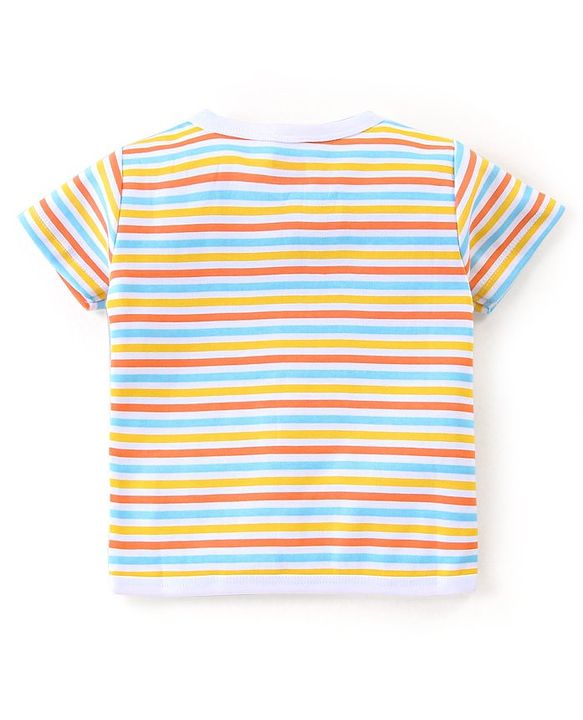 Babyhug 100% Cotton Knit Half Sleeves Front Open Vests Striped & Animal Print  Pack of 3 - Multicolour