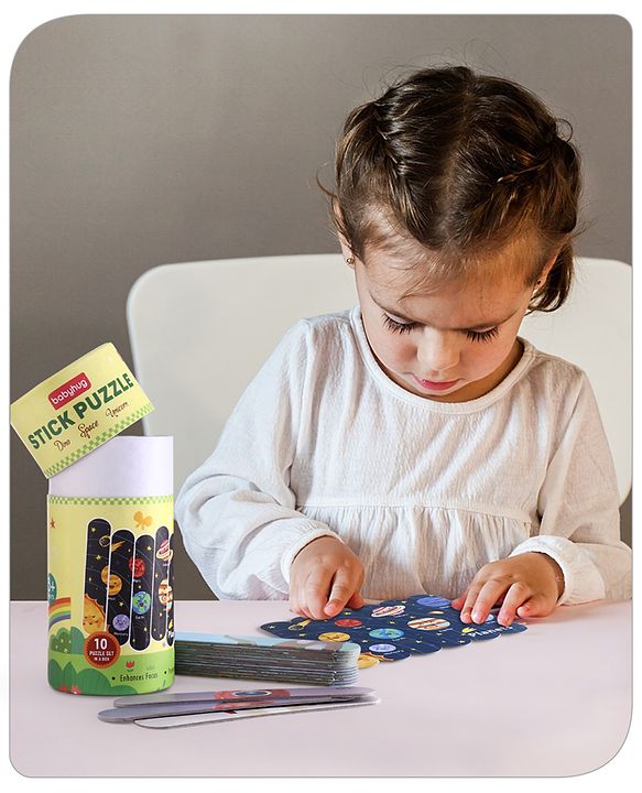 Babyhug Unicorn,Space & Dino Theme 10 Stick Puzzle Set- 30 Sticks