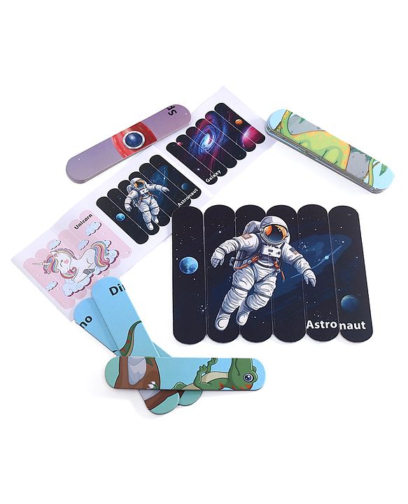 Babyhug Unicorn,Space & Dino Theme 10 Stick Puzzle Set- 30 Sticks