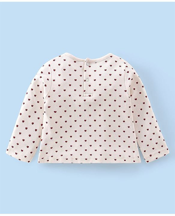 Babyhug 100% Cotton Full Sleeves Inner Tee with Frock Style Onesie with Headband Text Printed - Red