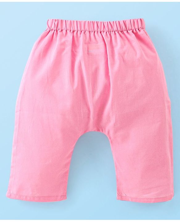 Babyhug 100% Cotton Woven Sleeveless Jhabla & Pajama Set Floral Print - Pink