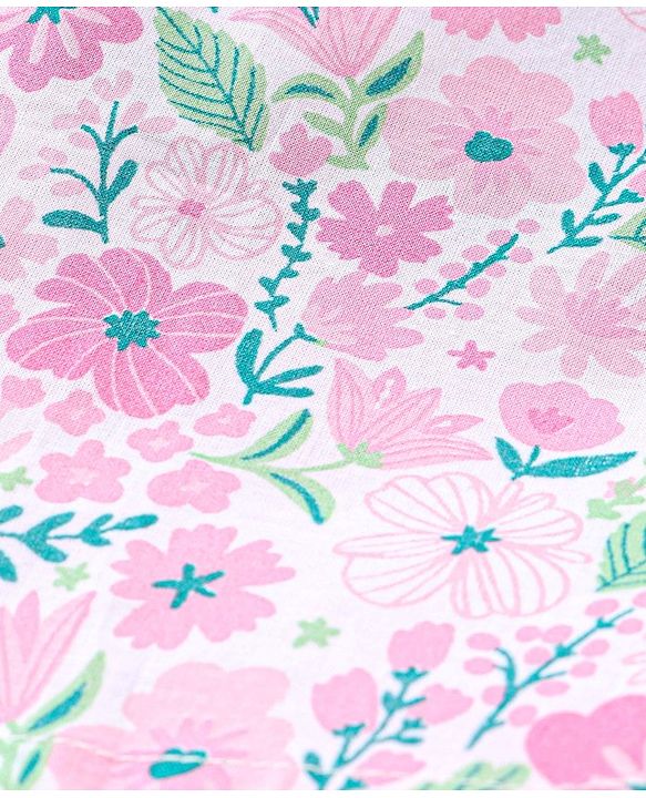 Babyhug 100% Cotton Woven Sleeveless Jhabla & Pajama Set Floral Print - Pink