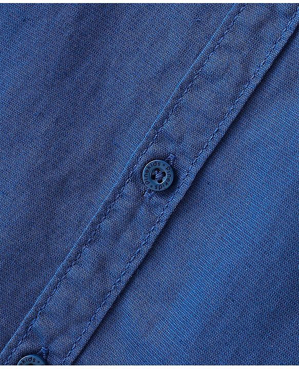 Pine Kids Linen Woven Full Sleeves Solid Shirt - Navy Blue