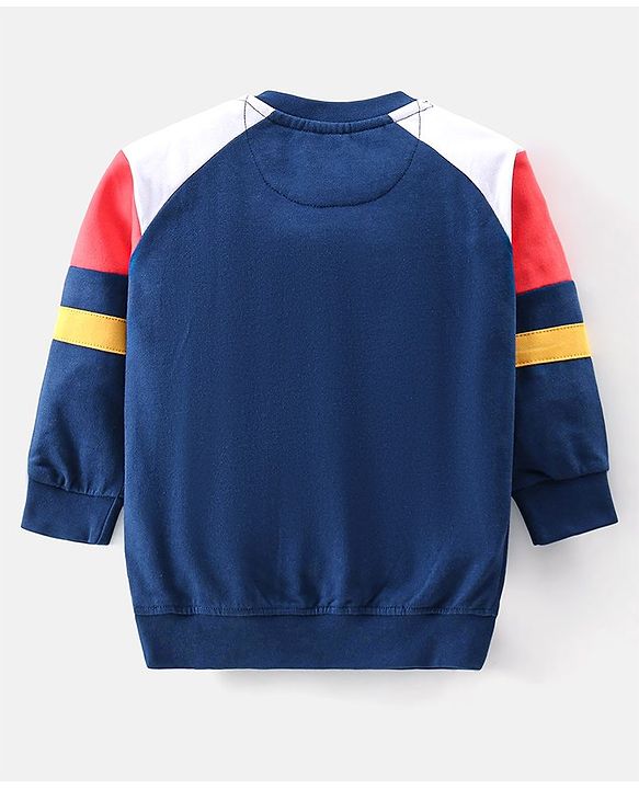 Babyhug 100% Cotton Knit Full Sleeves T-Shirt & Lounge Pant With Football Print - Navy Blue