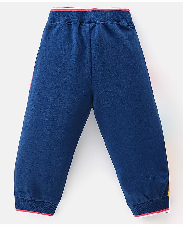 Babyhug 100% Cotton Knit Full Sleeves T-Shirt & Lounge Pant With Football Print - Navy Blue