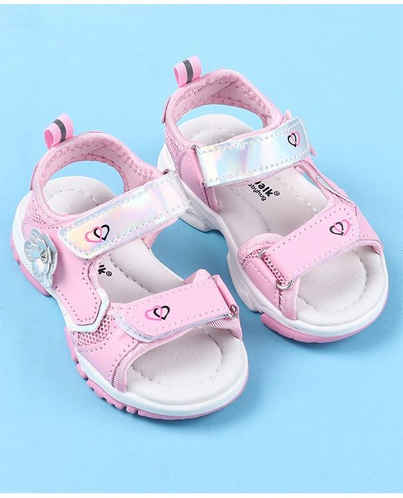 Cute Walk by Babyhug Sandals With Velcro Closure Floral Applique -  Pink