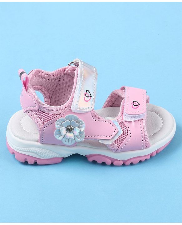 Cute Walk by Babyhug Sandals With Velcro Closure Floral Applique -  Pink