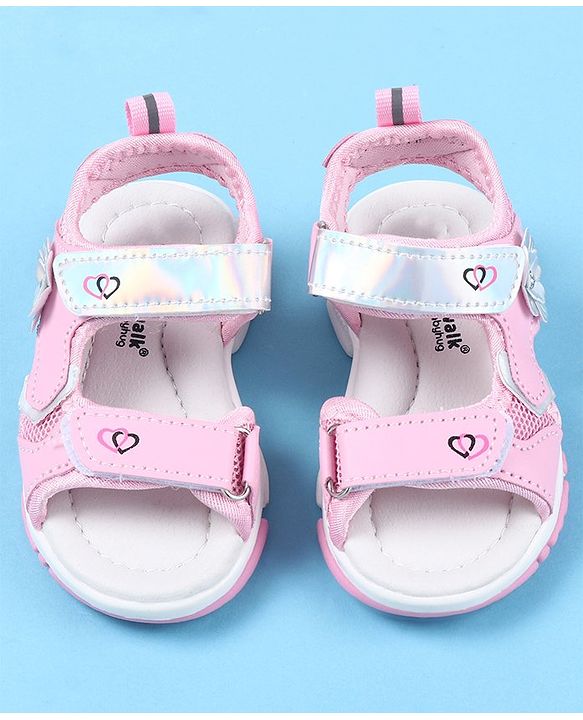 Cute Walk by Babyhug Sandals With Velcro Closure Floral Applique -  Pink