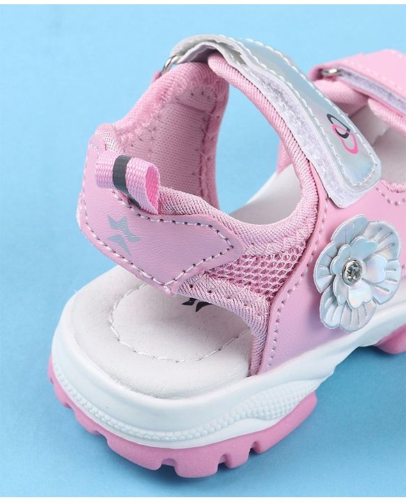 Cute Walk by Babyhug Sandals With Velcro Closure Floral Applique -  Pink