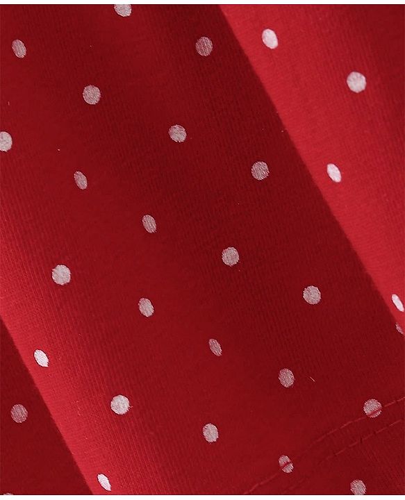 Babyhug  Cotton Jersey Knit Half Sleeves Frock with Bloomer & Headband Teddy & Text Print - Red & White