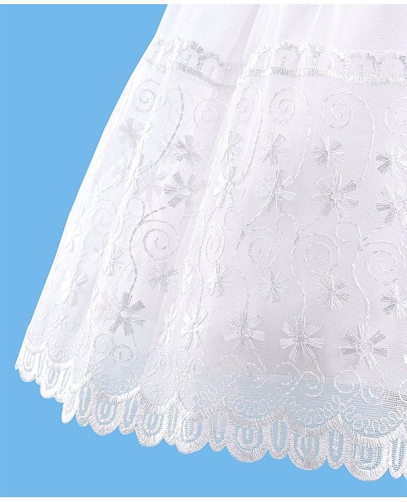 Babyhug Half Sleeves Floral Embroidered Party Frock - Offwhite