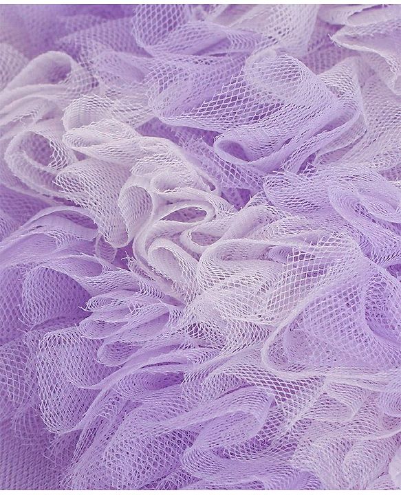 Babyhug One Shoulder Sleeves Party Dress With Leafs Embroidery & Sequin Detailing - Lavender