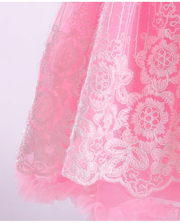 Babyhug Sleeveless Party Frock with Bow Applique - Pink