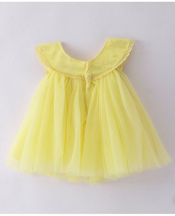 Babyhug Woven  Sleeveless Solid Colour Party Wear Dress with Floral Corsage - Yellow
