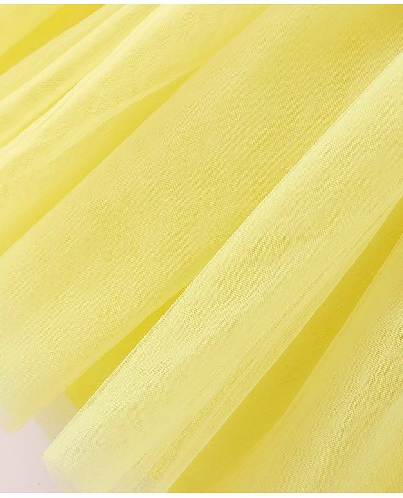 Babyhug Woven  Sleeveless Solid Colour Party Wear Dress with Floral Corsage - Yellow