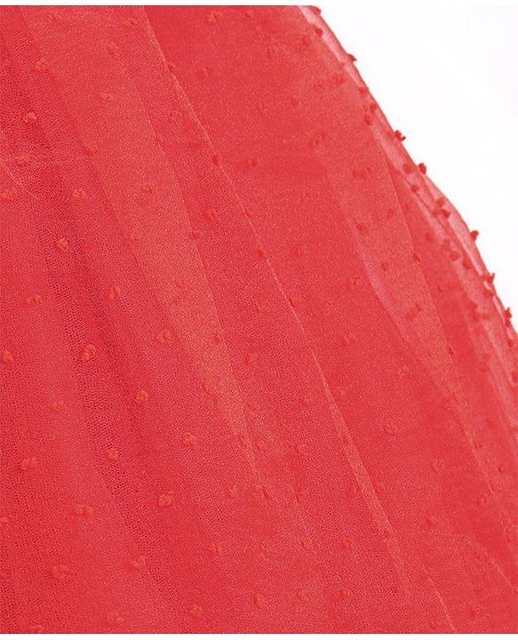 Babyhug Half Puffed Sleeves Sequins & Embroidery Detailing Fit & Flare Party Frock - Red