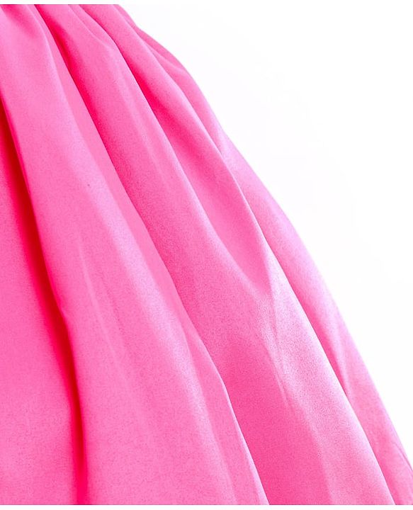 Babyhug Woven One Shoulder Sleeves Sequined Fit & Flared Party Frock with Floral Applique - Dark Pink