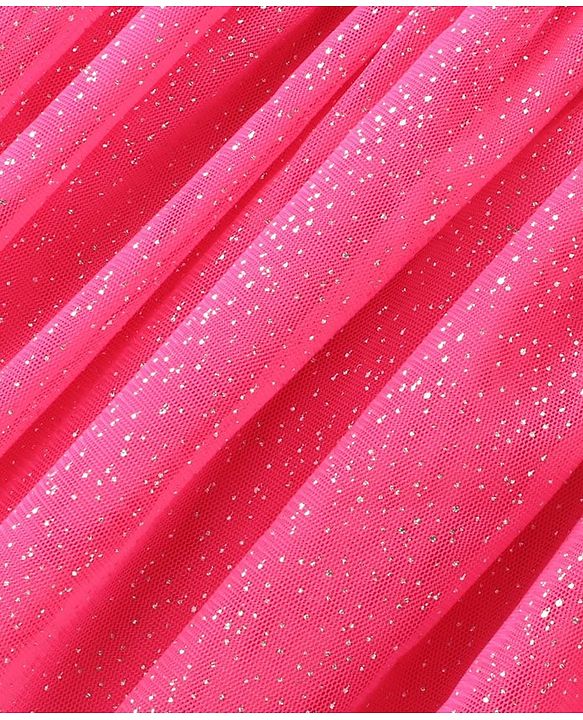 Babyhug Sleeveless  Solid Dress With Flower Applique - Fuschia
