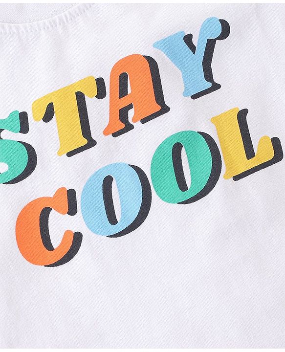 Babyhug Cotton Knit Sleeveless T-Shirt & Denim Shorts With Text Print - White & Blue