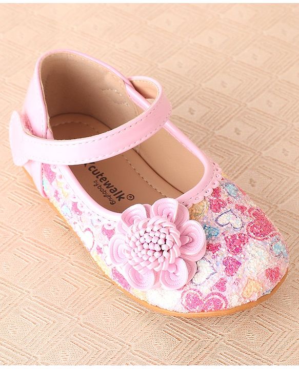 Cute Walk by Babyhug Ballerina with Velcro Closure & Flower Applique - Pink