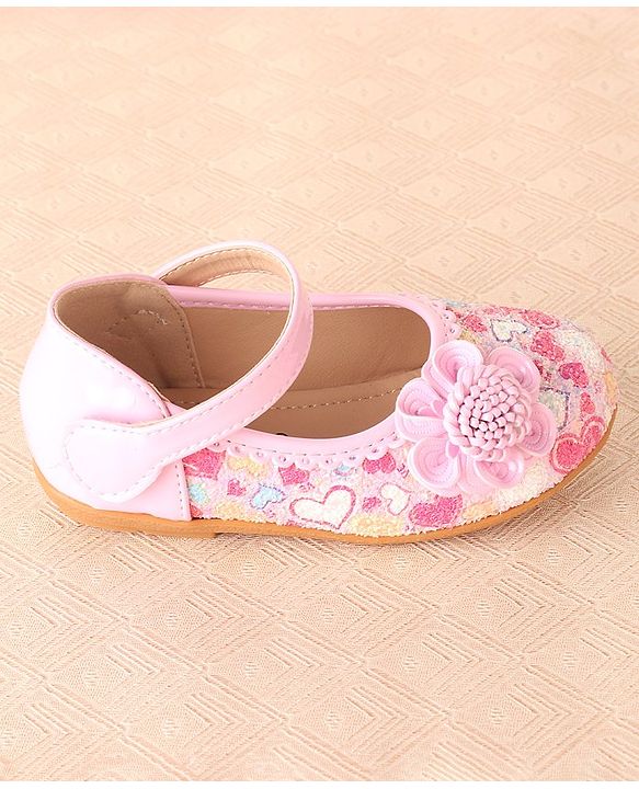 Cute Walk by Babyhug Ballerina with Velcro Closure & Flower Applique - Pink