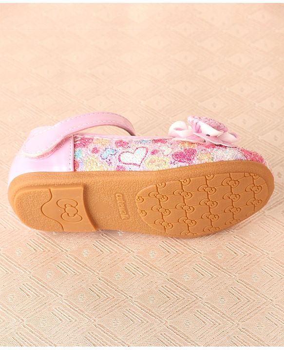 Cute Walk by Babyhug Ballerina with Velcro Closure & Flower Applique - Pink