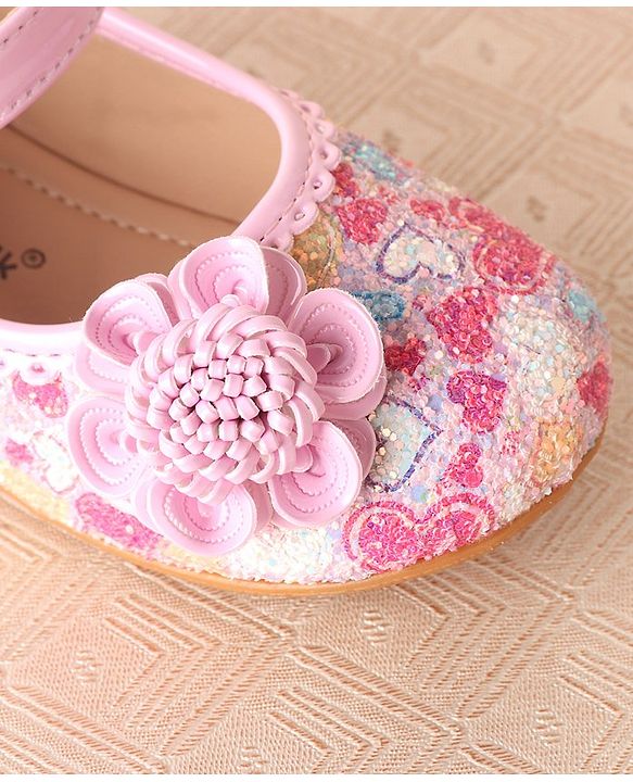 Cute Walk by Babyhug Ballerina with Velcro Closure & Flower Applique - Pink