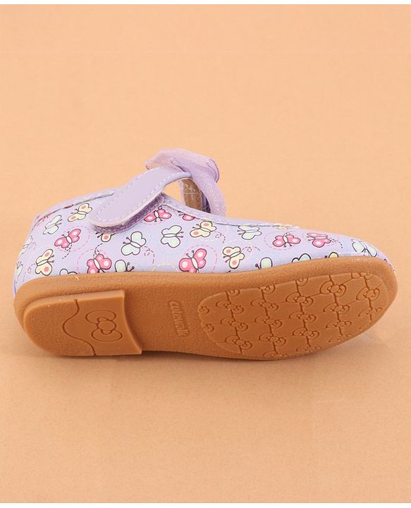 Cute Walk by Babyhug Ballerina With Velcro Closure Butterfly Print & Bow Applique - Purple