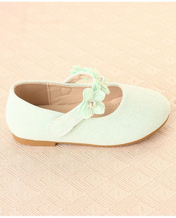 Cute Walk by Babyhug Ballerina with Floral Applique & Velcro Closure -Green
