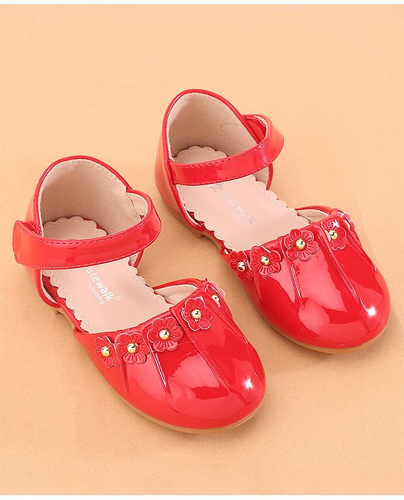 Cute Walk by Babyhug Ballerina with Velcro Closure &  Floral Applique - Red