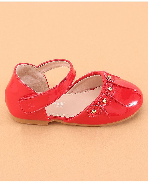 Cute Walk by Babyhug Ballerina with Velcro Closure &  Floral Applique - Red