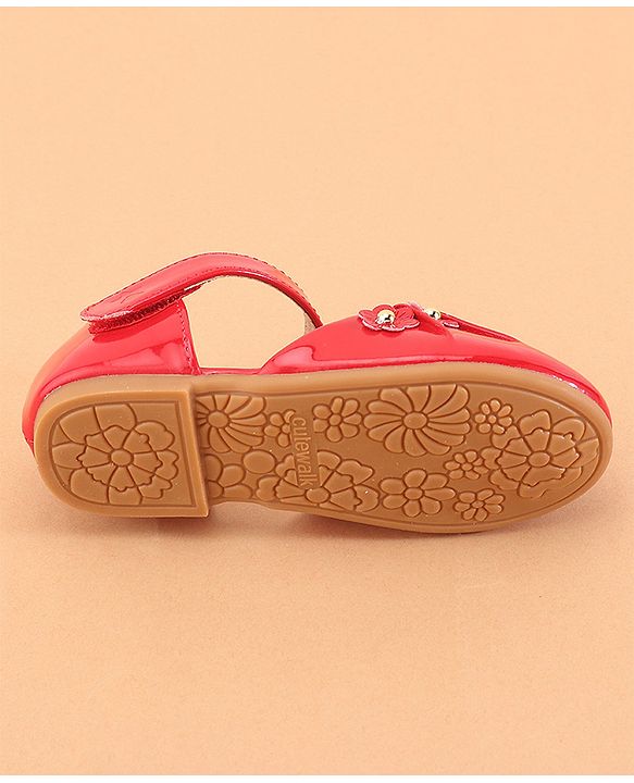 Cute Walk by Babyhug Ballerina with Velcro Closure &  Floral Applique - Red