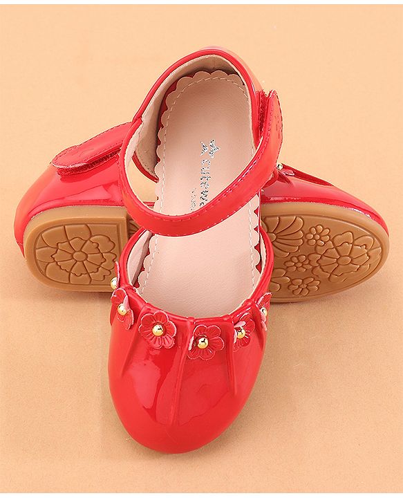 Cute Walk by Babyhug Ballerina with Velcro Closure &  Floral Applique - Red