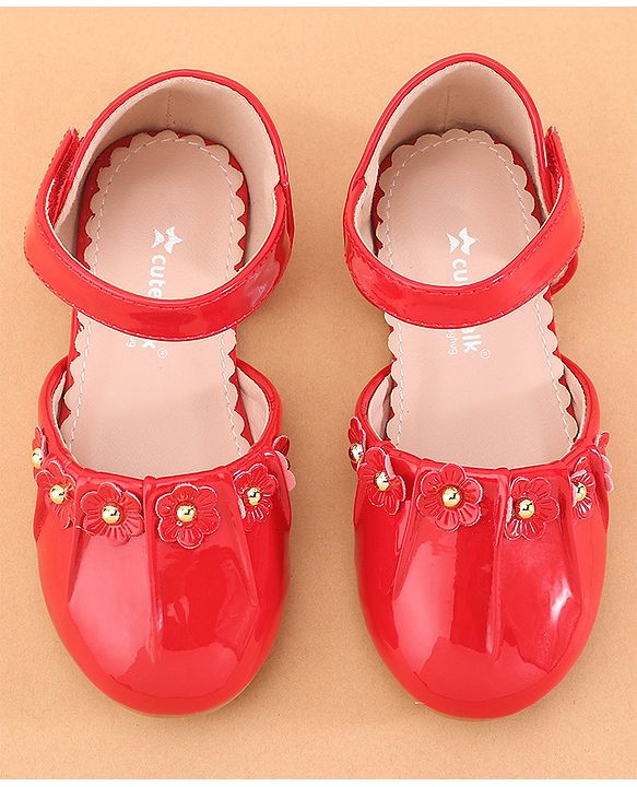 Cute Walk by Babyhug Ballerina with Velcro Closure &  Floral Applique - Red