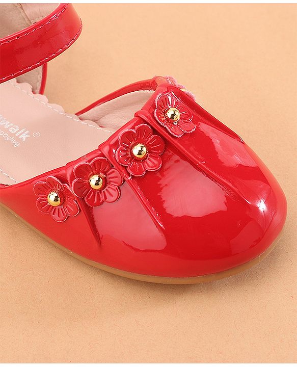Cute Walk by Babyhug Ballerina with Velcro Closure &  Floral Applique - Red