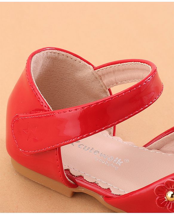 Cute Walk by Babyhug Ballerina with Velcro Closure &  Floral Applique - Red