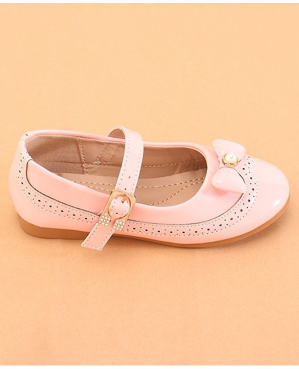 Cute Walk by Babyhug Buckled Closure Ballerina With Bow & Pearl Applique- Pink