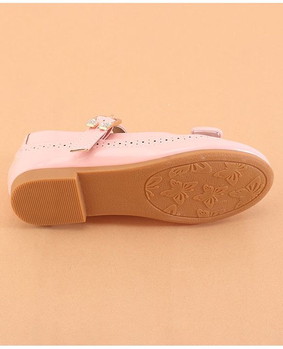 Cute Walk by Babyhug Buckled Closure Ballerina With Bow & Pearl Applique- Pink
