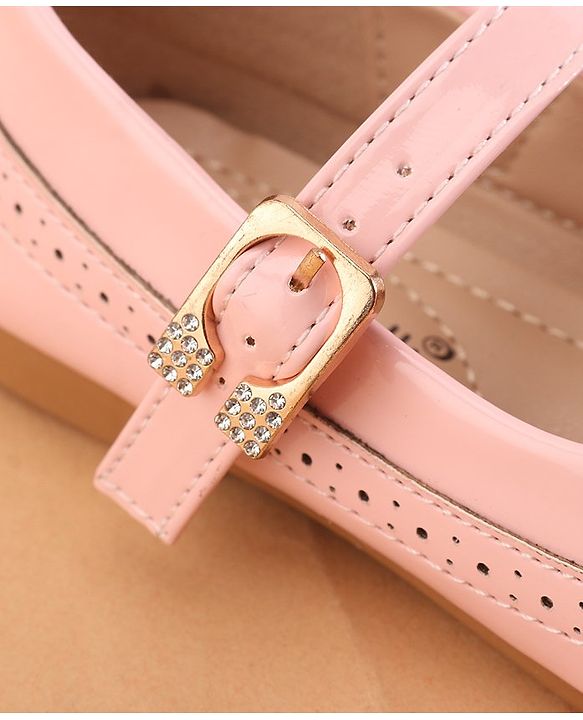 Cute Walk by Babyhug Buckled Closure Ballerina With Bow & Pearl Applique- Pink