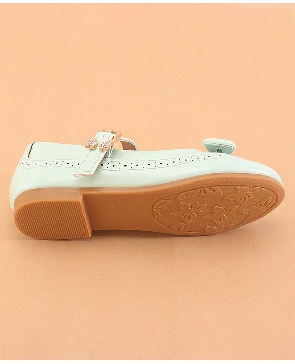 Cute Walk by Babyhug Buckled Closure Ballerina With Bow & Pearl Applique- Green