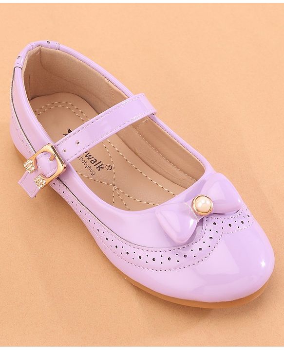 Cute Walk by Babyhug Buckled Closure Ballerina With Bow & Pearl Applique- Green