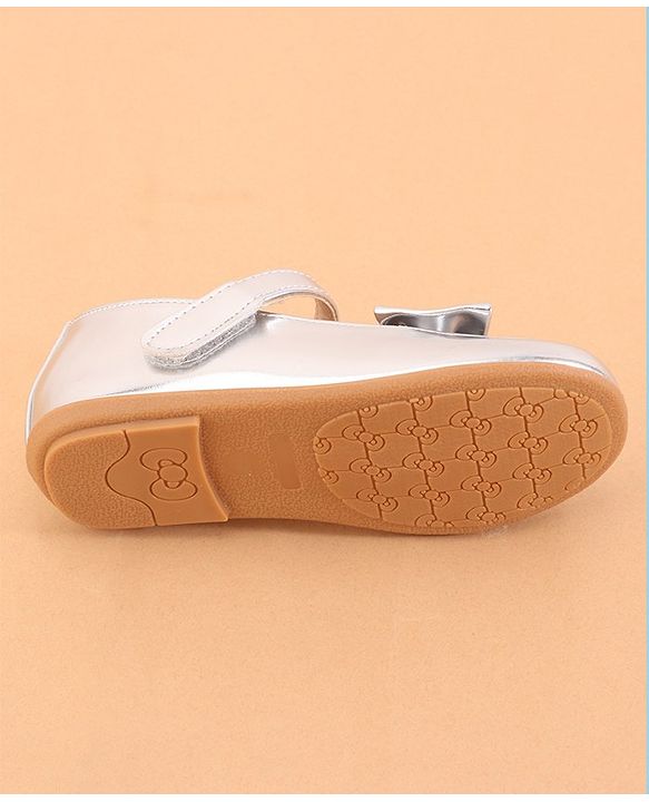 Cute Walk by Babyhug Velcro Closure Ballerina With Bow Applique- Silver